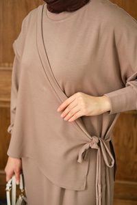 Parça Bağlamalı Elbise Vizon