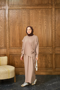 Parça Bağlamalı Elbise Vizon