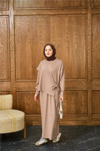 Parça Bağlamalı Elbise Vizon