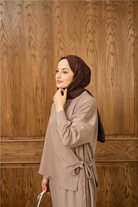 Parça Bağlamalı Elbise Vizon