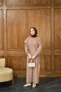 Parça Bağlamalı Elbise Vizon