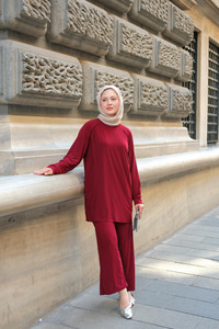 Parça Detay İkili Takım Bordo