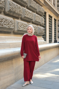 Parça Detay İkili Takım Bordo