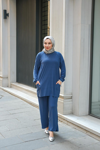 Parça Detay İkili Takım İndigo Mavi