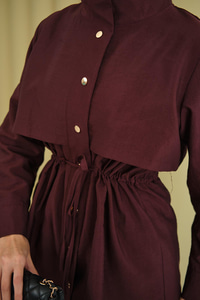 Parça Detaylı Beli Tünelli Takım Mürdüm