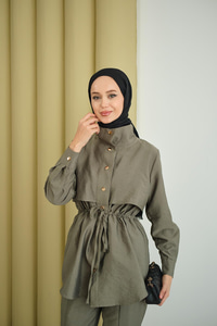 Parça Detaylı Beli Tünelli Takım Yeşil