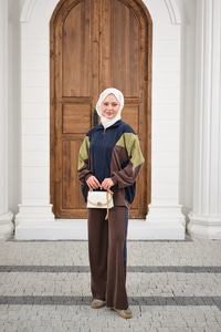 Parça Renk Detay Fermuarlı İkili Takım Lacivert