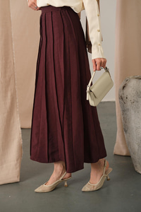 Parçalı Cupra Etek Bordo