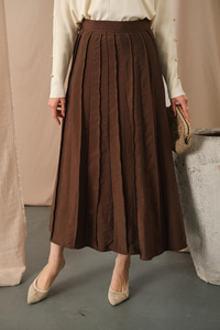 Parçalı Cupra Etek Kahverengi