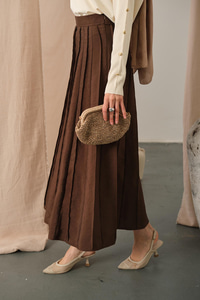 Parçalı Cupra Etek Kahverengi