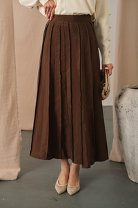 Parçalı Cupra Etek Kahverengi