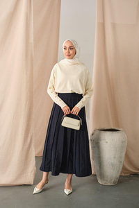 Parçalı Cupra Etek Lacivert