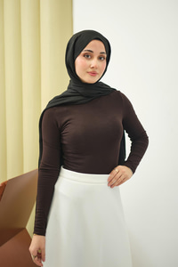 Parmak Geçirmeli Body Kahverengi