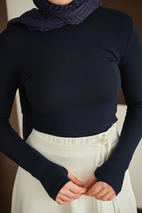 Parmak Geçirmeli Body Lacivert