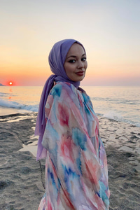 Pastel Esinti Desenli Elbise Somon