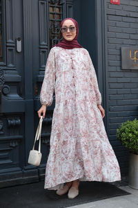 Pastoral Desen Elbise Bordo