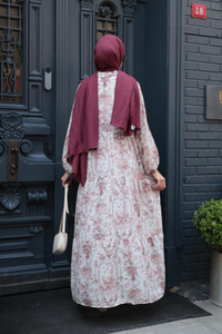 Pastoral Desen Elbise Bordo