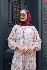 Pastoral Desen Elbise Bordo