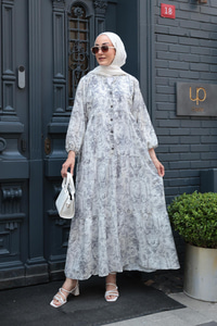 Pastoral Desen Elbise Füme