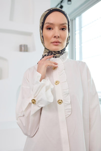 Pati Düğme Detay Gömlek Beyaz