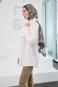 Pati Düğme Detay Gömlek Beyaz