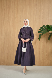 Pelerin Detay Gold Düğmeli Kot Takım Mürdüm