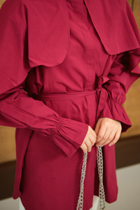 Pelerin Detaylı Gömlek Bordo