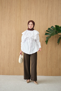 Pelerin Görünümlü Gömlek Beyaz