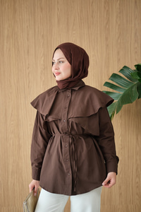 Pelerin Görünümlü Gömlek Kahverengi