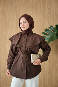 Pelerin Görünümlü Gömlek Kahverengi