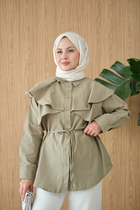 Pelerin Görünümlü Gömlek Küf Yeşil