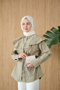 Pelerin Görünümlü Gömlek Küf Yeşil