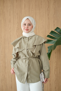 Pelerin Görünümlü Gömlek Küf Yeşil