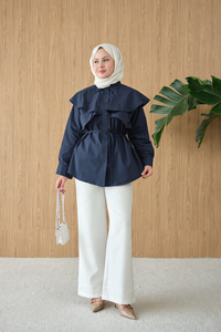 Pelerin Görünümlü Gömlek Lacivert