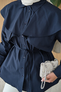 Pelerin Görünümlü Gömlek Lacivert