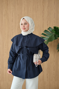 Pelerin Görünümlü Gömlek Lacivert