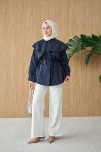 Pelerin Görünümlü Gömlek Lacivert