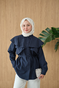 Pelerin Görünümlü Gömlek Lacivert