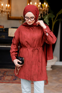 Pelerin Kol Gizli Düğmeli Gömlek Bordo