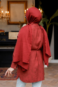 Pelerin Kol Gizli Düğmeli Gömlek Bordo