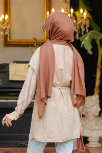 Pelerin Kol Gizli Düğmeli Gömlek Vizon