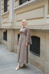 Pelerinli Elbise Yeşil