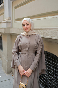 Pelerinli Elbise Yeşil