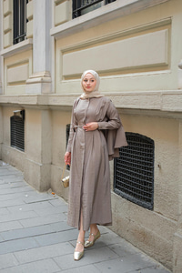 Pelerinli Elbise Yeşil