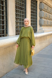 Pelerinli İkili Takım Koyu Yeşil