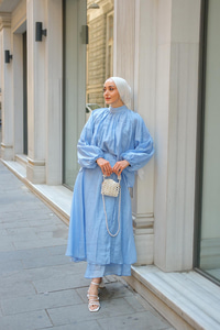 Pelerinli İkili Takım Mavi