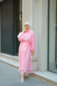 Pelerinli İkili Takım Pembe