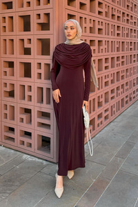 Pelerinli Julia Elbise Kahverengi