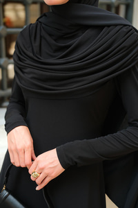 Pelerinli Julia Elbise Siyah