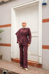 Pelerinli Modal Takım Bordo